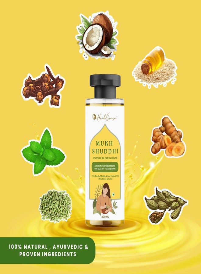 Herbsense Mukh Shuddhi Ayurvedic Oil For Oil Pulling With Pure Coconut & Seasme Oil | Prevents Bad Breath - Enriched with Mint ,Cardomom, Clove & Herbs , Ancient Ayurvedic Recipe For Healthy Teeth & Gums | Natural Mouth Wash 200ml - Image 5